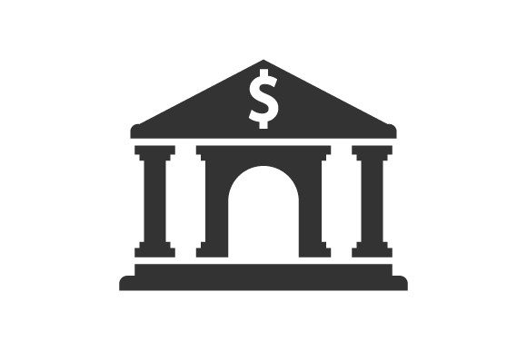 Bank, Building Icon: A Modern Graphic Design Asset for Content Publishers