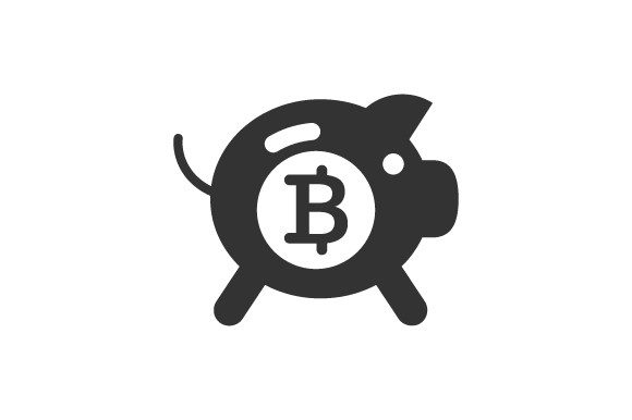 Bitcoin Piggy Bank Icon Graphics